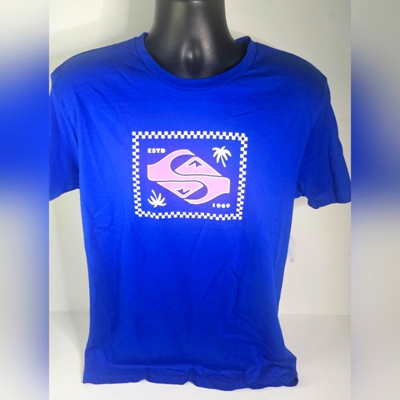 Quiksilver Blue Beach Graphic T-Shirt Mens Med - Picture 1 of 3